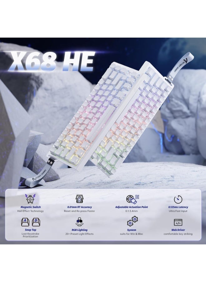 ATTACK SHARK X68 HE Rapid Trigger Mechanical Gaming Keyboard 60% Wired with Adjustable Actuation,Hall Effect Magnetic Switch,8KHz Polling Rate,RGB Backlit,Top Mount,Side Printed Keycap(White Contour) - Image 2